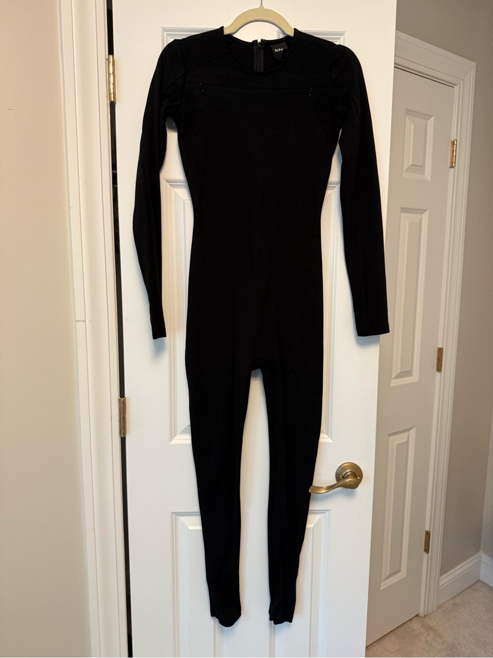 Khy Black Long-Sleeve Fitted Jumpsuit